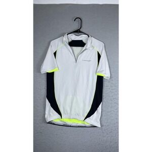 Dunlop Sport Cycling Jersey‎ Mens Medium White 1/4 Zip Short Sleeve Top Bike